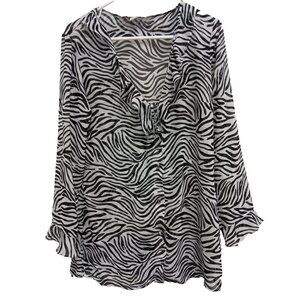 VTG Victorias Secret Womens‎ Top Medium Sheer Chiffon Ruffle Fairy Animal Print